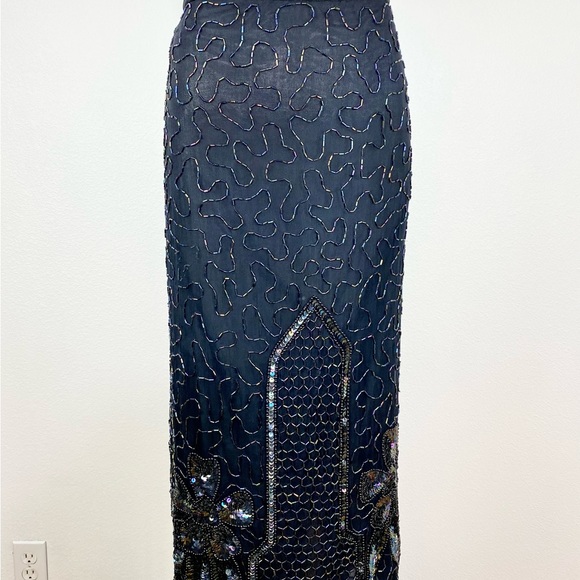 GOLD STAR BLACK BEADED SKIRT AND BLOUSE OUTFIT VINTAGE - Picture 9 of 10